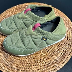 Teva Green Slip-On Shoes with Pink Accent